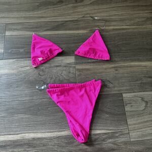 Neon Pink "Invisible" Strap Bikini Set – Size S